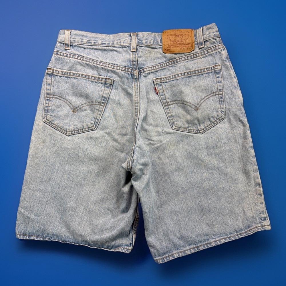 VTG 90s Levis 550 Shorts Mens 34 Relaxed Blue Denim Made in USA Fit 32x9 DIRTY